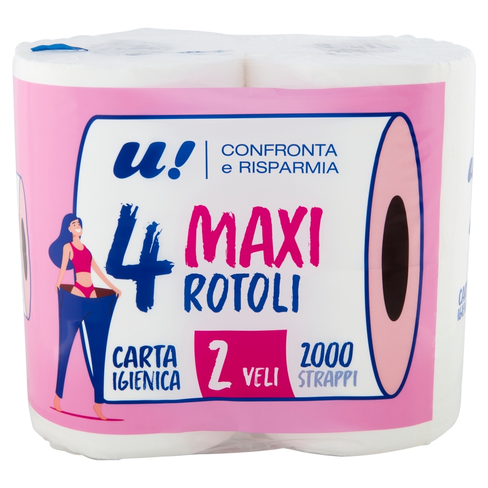 4 Maxi Rotoli Carta Igienica 2 Veli U! Confronta e Risparmia